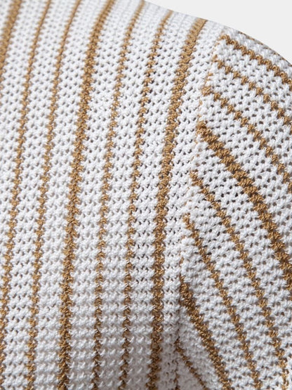 Striped Knit Polo Shirt - Cross & Crown - Cross & Crown