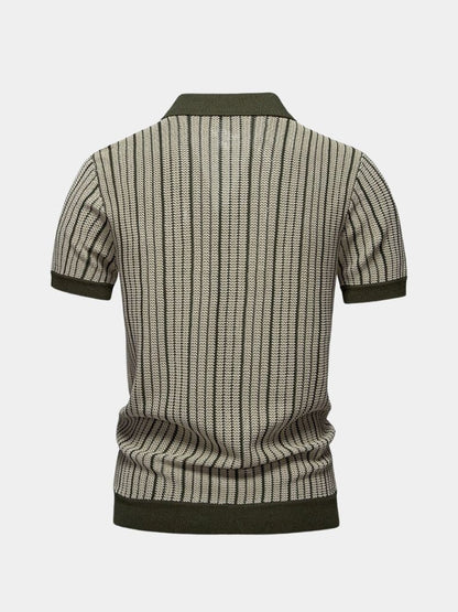 Striped Knit Polo Shirt - Cross & Crown - Cross & Crown