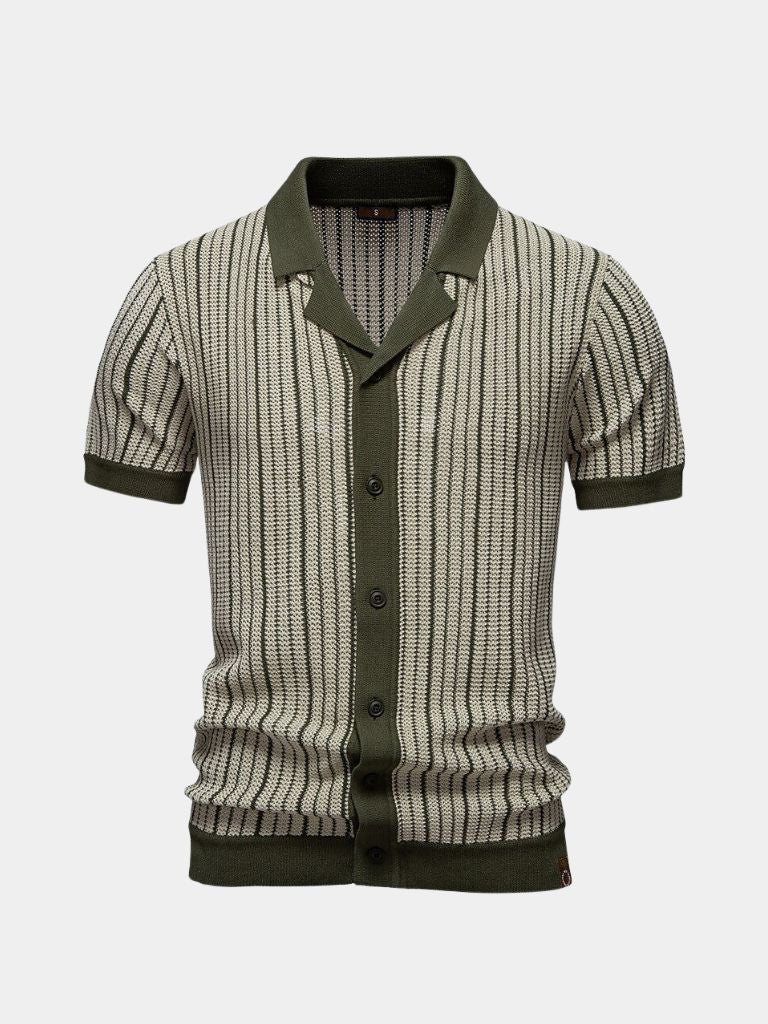 Striped Knit Polo Shirt - Cross & Crown