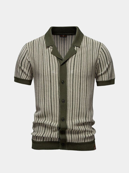 Striped Knit Polo Shirt - Cross & Crown