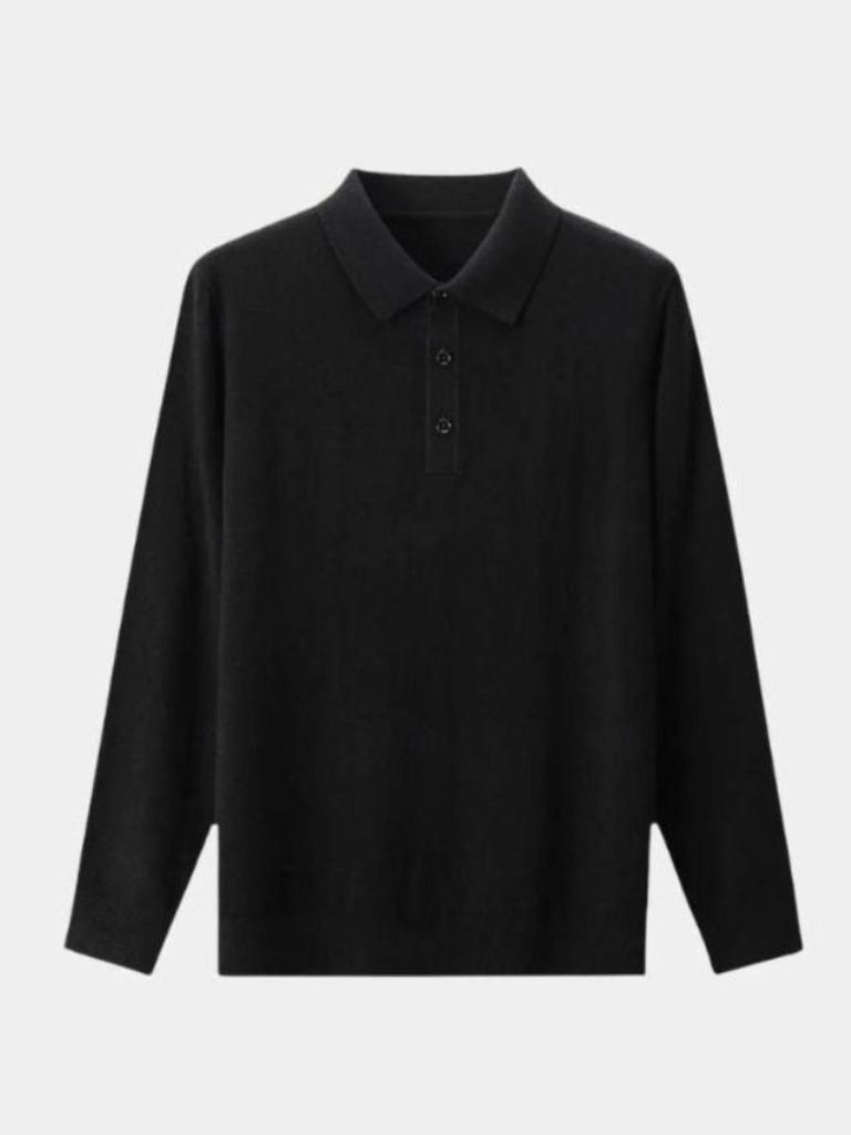 Wool Knit Button Up Polo Pullover - Cross & Crown - Cross & Crown
