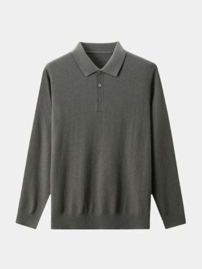 Wool Knit Button Up Polo Pullover - Cross & Crown - Cross & Crown