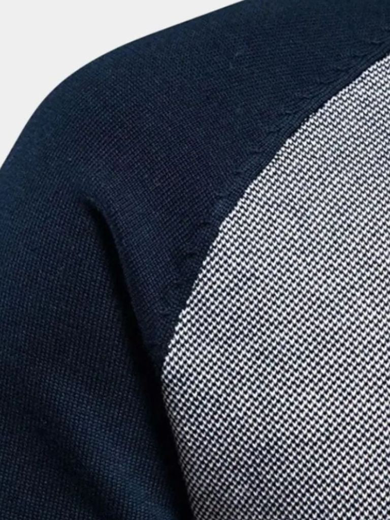 Zipper Color Block Standing Collar Cardigan Sweater - Cross & Crown - Cross & Crown